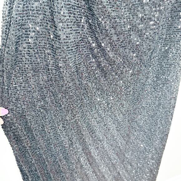 Delfi Collective Womens Sequin Solie One-Shoulder Dress Side Slit Black L NEW - Picture 6 of 9